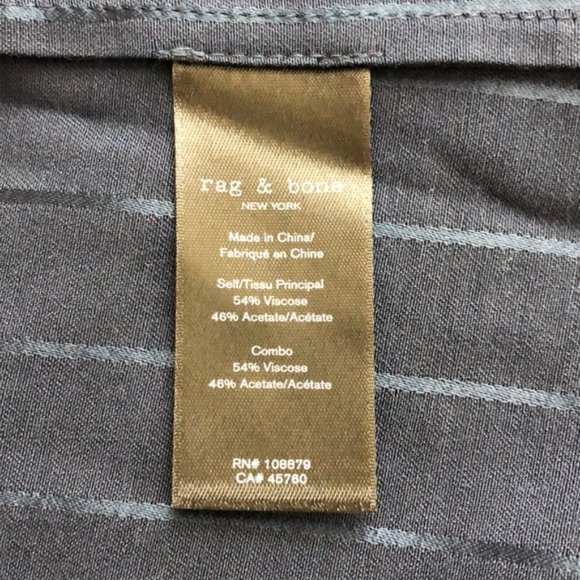 Rag & Bone Navy Satin Stripe Button Front Shirt - Picture 7 of 9